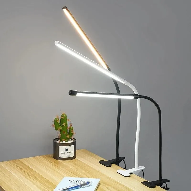 LED Adjustable Table Lamp USB 3 Colors Eye Protection Study Night Lamps Clip On Dimmable for Home Office  Reading Led Desk Lamps - 5