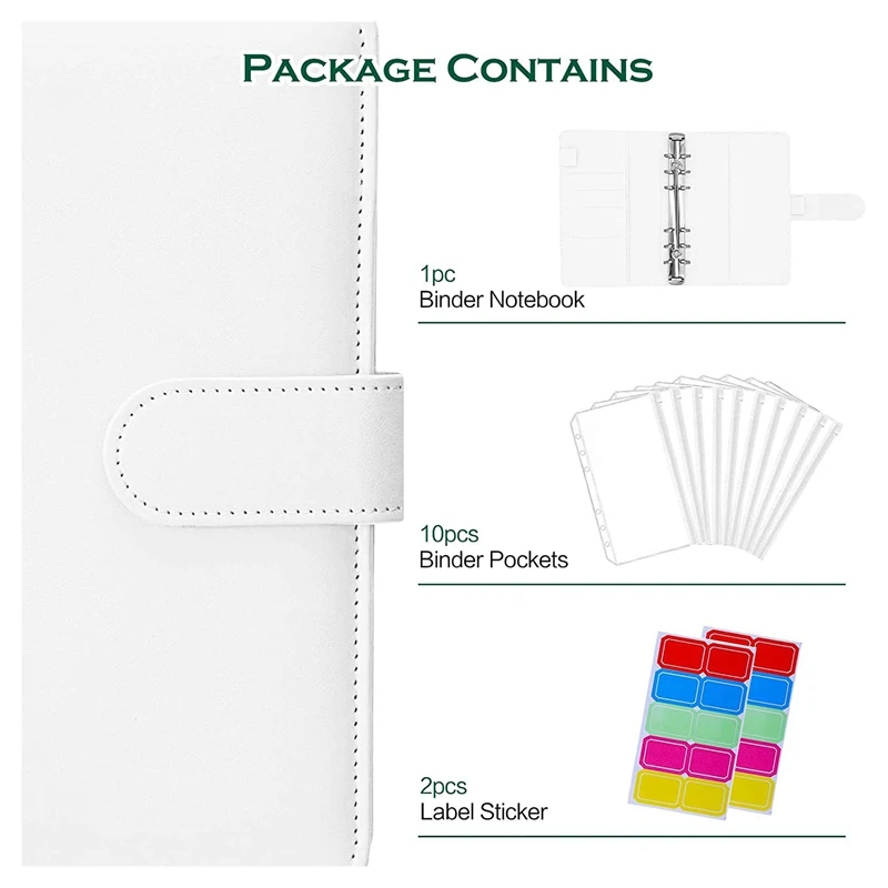 13Pcs A6 PU 가죽 노트북 예산 바인더 세트, 10 바인더 포켓, 6 링 예산 바인더 커버, 카드 스토리지