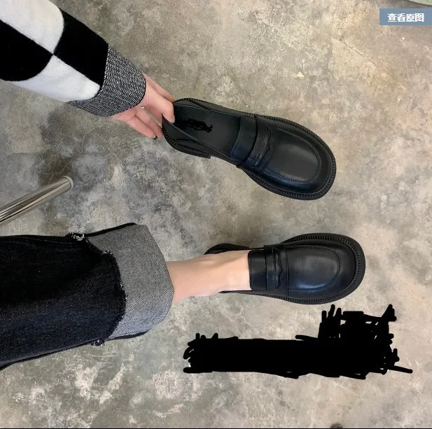 

Новинка 2022, маленькие кожаные туфли на толстой подошве, весенне-осенняя повседневная женская обувь в британском стиле Leford без рукавов на шнуровке