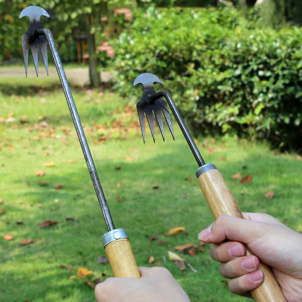 4 Tooth Grass Pot Soil Weeding Tool Manganese Steel Manual Excavator Refurbished Garden Land Herb Supplies Easily Pulled