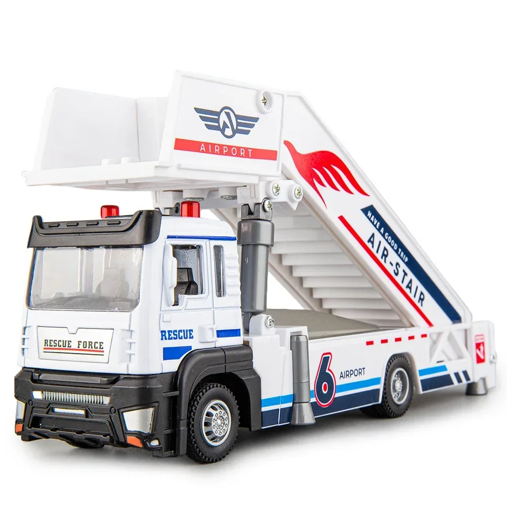 Alloy Truck Model 1/32 Diecast Boarding Trailer Trucsk with Light Moveble Engineering Car Tractor Toys for Boys Kids Gift