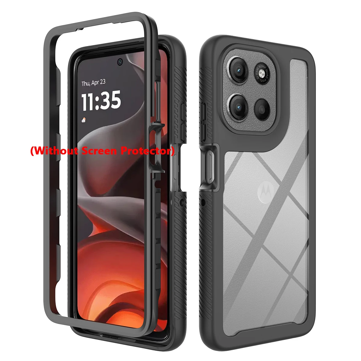 Shockproof Armor Glossy Phone Case with Transparent Acrylic Back