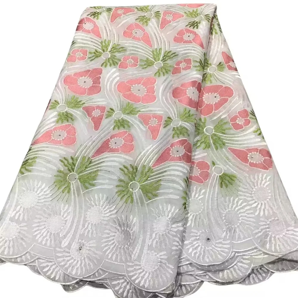 

5 Yards African Cotton Lace Fabrics Swiss Voile In Switzerland Nigerian Embroidery Material Tissus Africain Broderie Coton EC1