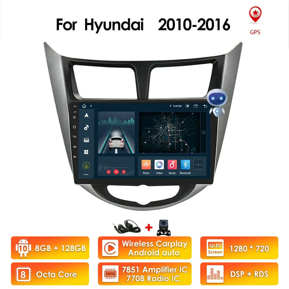 Автомагнитола на Android 10 мультимедийный видеоплеер для Hyundai Solaris Verna 2010-2016