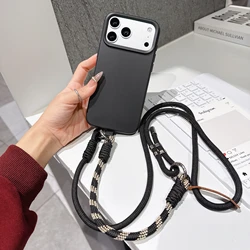 Versatile Adjustable Crossbody Strap Phone Case - Shockproof Fashion Cover - iPhone 14 Pro (Black)