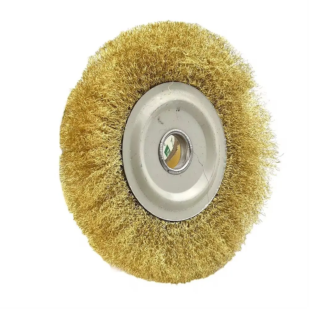 1Pcs 100/125/150mm Kupfer Draht Rad Reinem Messing Pinsel Für Bench Grinder Flache Typ Metall polieren Schleif Werkzeug – Detail 6