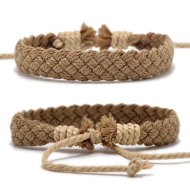 Handmade Vintage Cotton Rope Charm Bracelet For Women Men Brown Adjustable  String Bracelet Jewelry  Bracelets  AliExpress