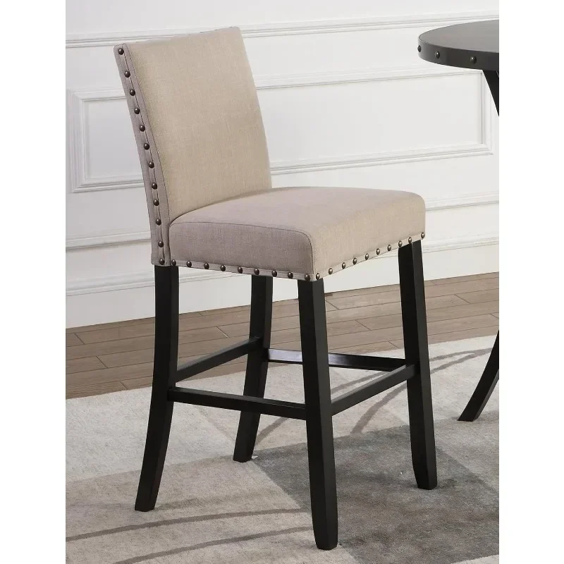 Roundhill Furniture Espresso Bar Table with Nailhead Stools restaurant tables and chairs