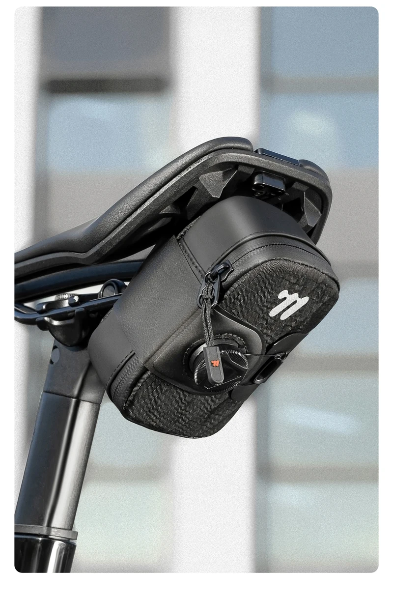WEST BIKING Fahrradsatteltasche mit drehbarer Schnürschnalle, Mini, kompakt, leicht, kratzfest, MTB-Pendler-Fahrradzubehör – Detail 12