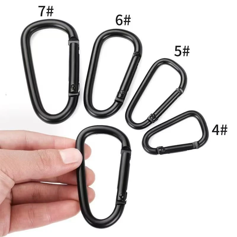 5Pcs 블랙 알루미늄 카라비너 ??D-링 열쇠 고리 클립 캠핑 열쇠 고리 스냅 후크 야외 여행 키트 캠핑 장비
