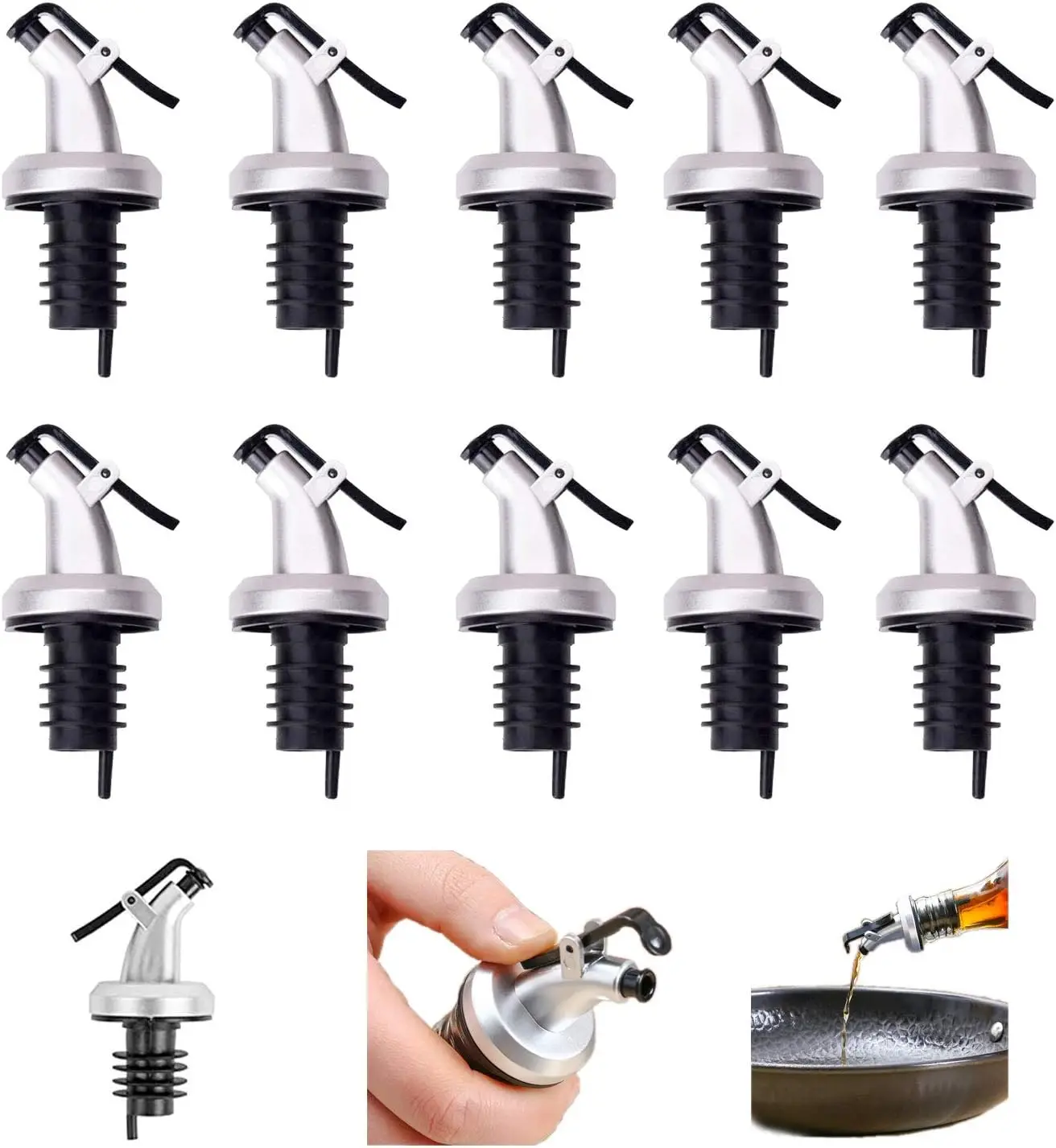 

3Pcs Oil Bottle Stopper Cap Dispenser Sprayer Lock Wine Pourer Sauce Nozzle Liquor Leak-Proof Plug Bottle Stopper Kitchen Tool