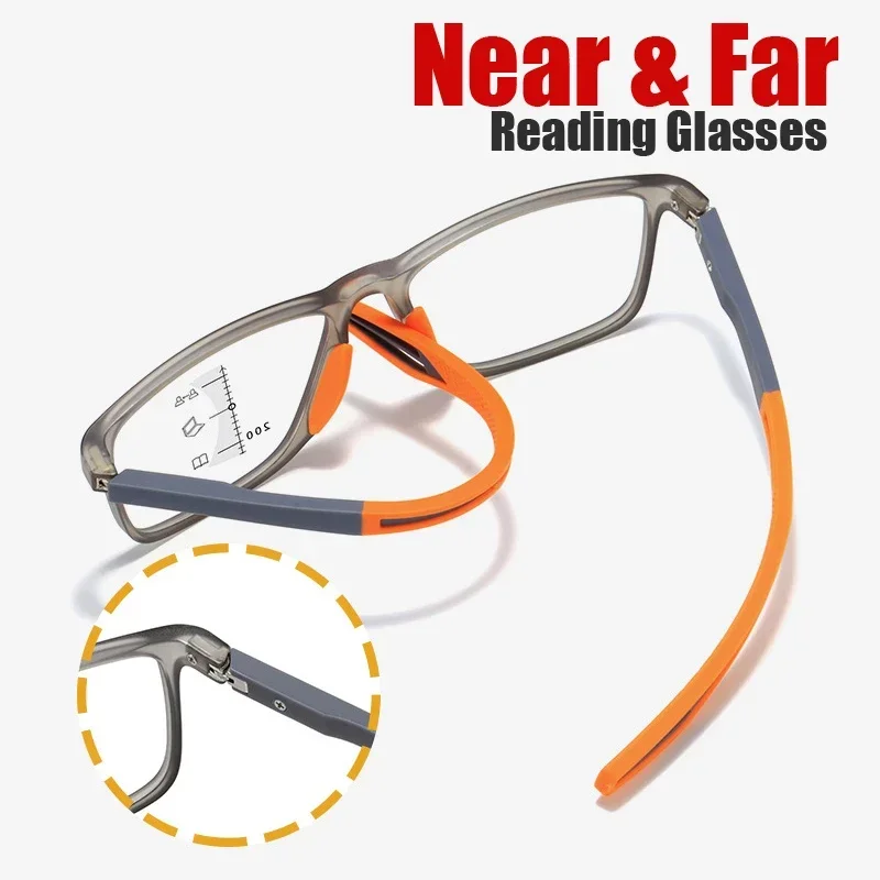 Gafas de lectura multifocales TR90 para hombre y mujer, anteojos deportivos ultraligeros, con luz azul, progresivas, cerca de lejos