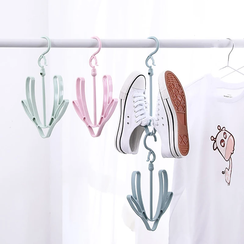 Multifunctional Shoes Drying Hanger Drying Rack Windproof Rotatable Balcony Scarf Necktie Shoe Hanging For Home Storage Organize 3