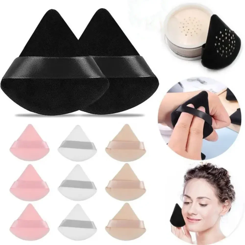  Triangle Powder Puff Soft Makeup Sponge for Face Make Up Eyes Contouring Shadow Cosmetic Washable Mini Velvet Foundation Puff 