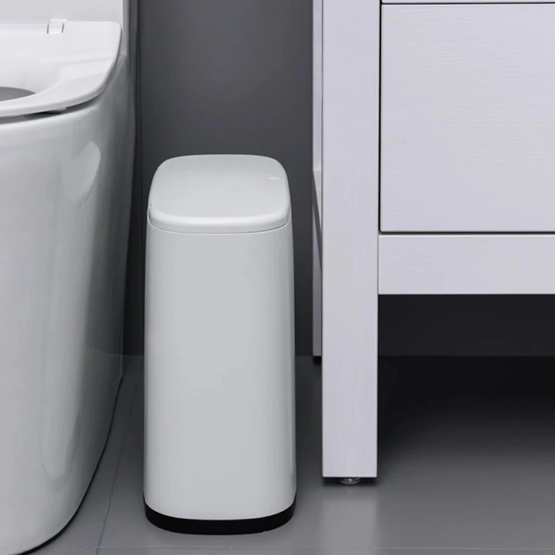 

Organizer Elegant Garbage Bin Plastic Narrow Modern Rectangular Wastebasket Waterproof For Bathroom Lixeira Kitchen Accessories