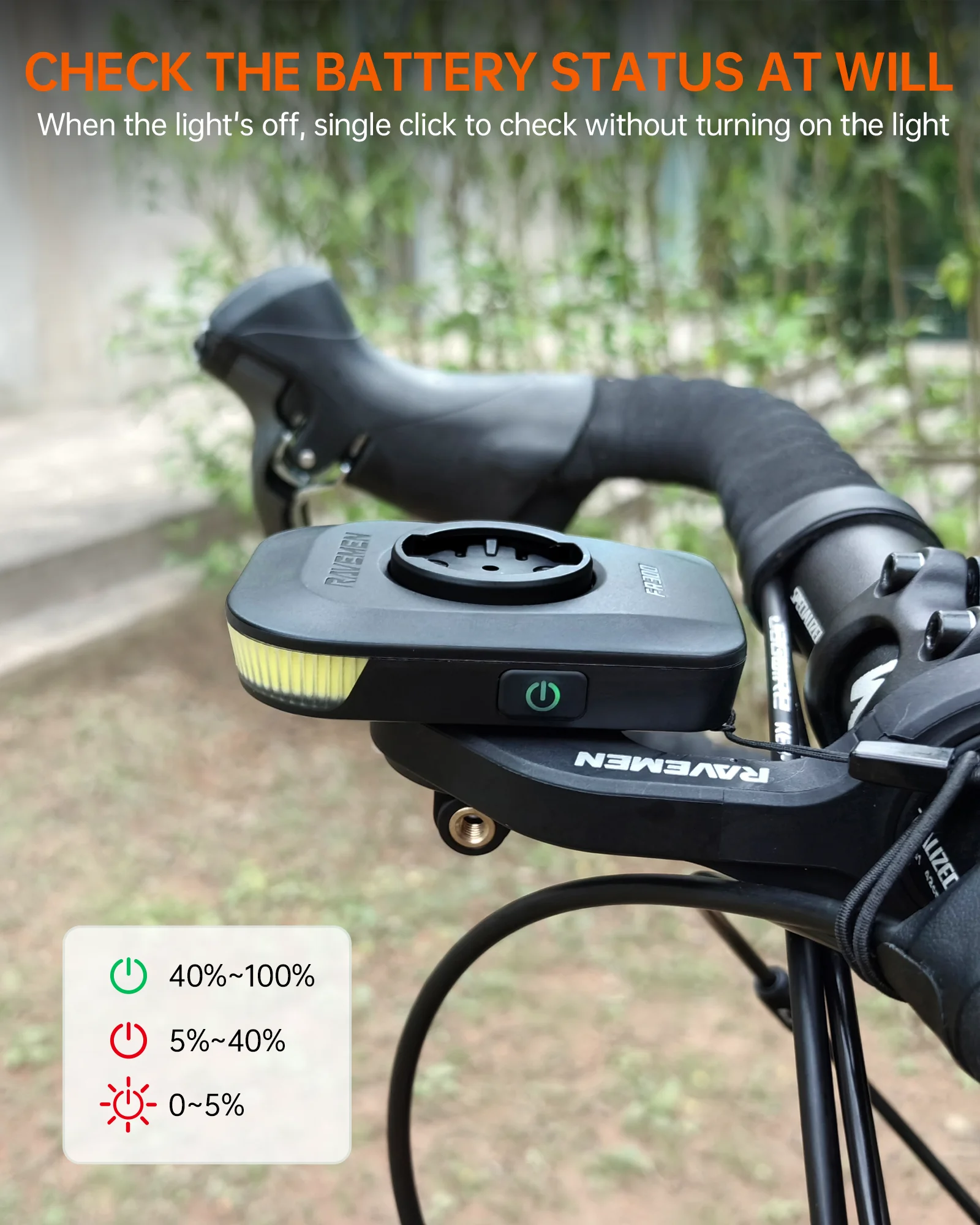 RAVEMEN FR300 Bike Daytime Headlight Compatible with Garmin