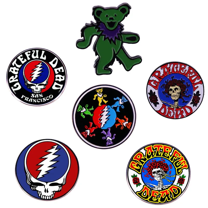 Популярный значок с логотипом рок-группы с мультипликационным черепом, креативные эмалированные металлические заколки с лацканами, аксессуары, украшение для куртки и сумки, подарок для любимых музыкальных игр