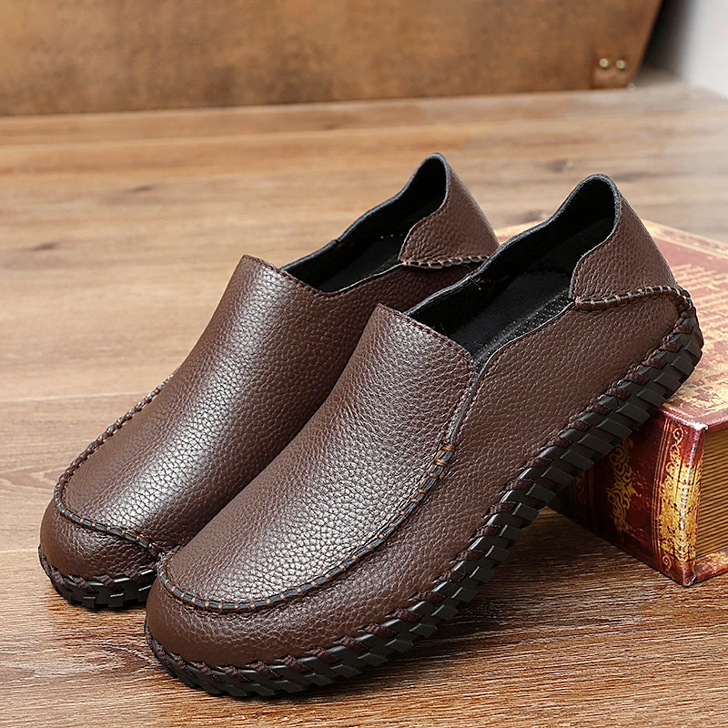 

Breathable Soft Leather Men Shoes Summer Slip On Loafers Men Casual Leather Shoes Soft Flats Hot Sale Driving Shoes Moccasins