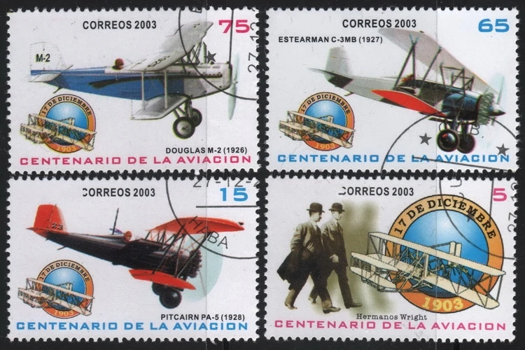 

4Pcs/Set Caribbean Post Stamps 2003 Airplane Marked Postage Stamps for Collecting