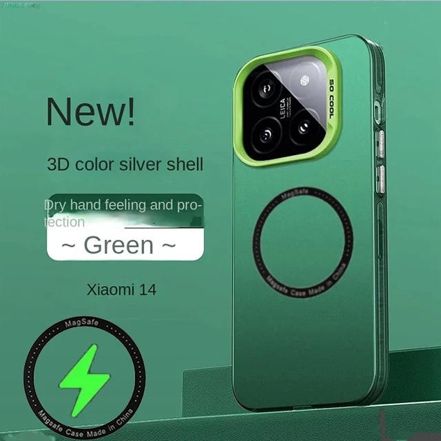 

Magnetic Magsafe Matte Color Shockproof Phone Case For Xiaomi 13 Mi 14 Pro wireless Charge Metal Camera Protection Back Cover
