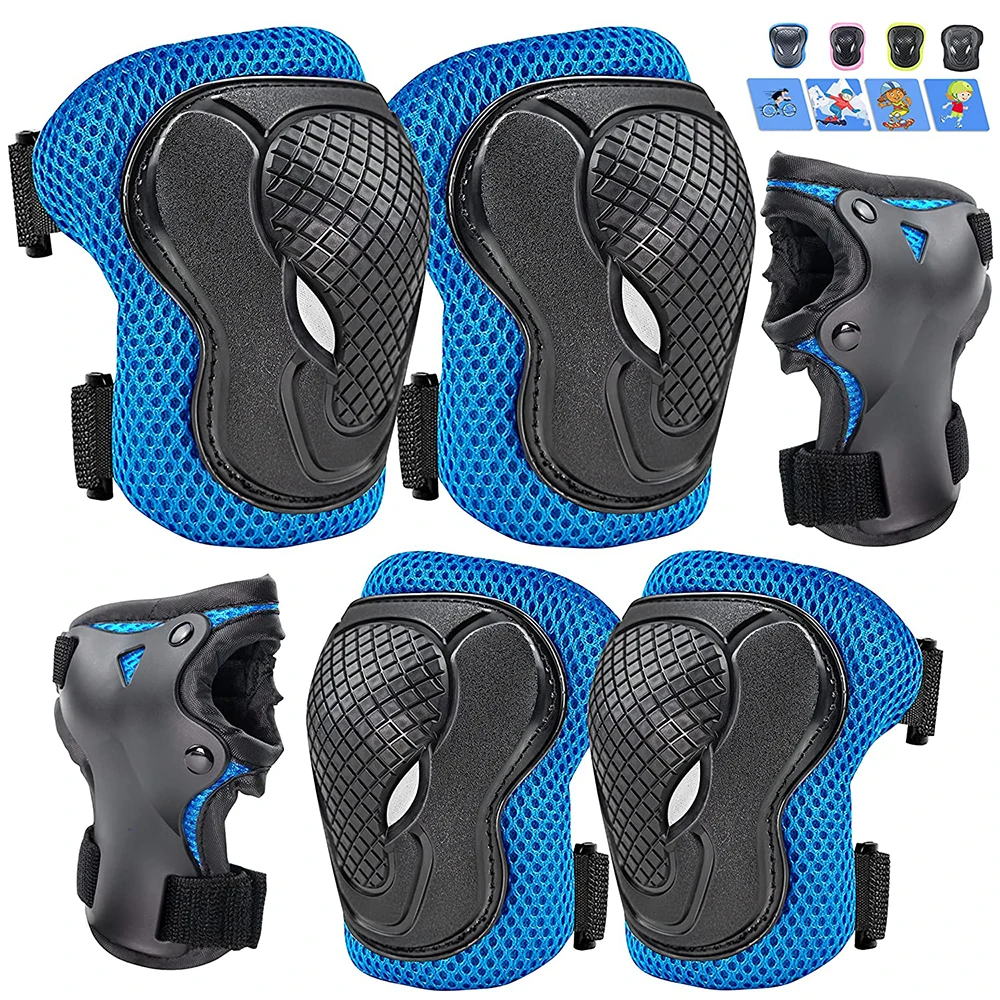 ericotry Adults Teens Unisex Adjustable Knee Elbow Wrist Braces Protective Pads Set for Skateboard Cycling Roller Skating and Other Outdoor Sports Safety Protective Gear Pads Guards Set 