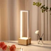 LED Table Lamp USB Nightstand Lamp 3 Color Temp Geometric Nightstand Lamp Stepless Dimmable Desk Light Wooden Base for Bedroom 3