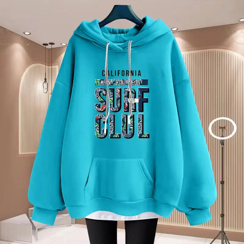 Autumn Winter New Fleece Fake Two Pieces Hoodies Sweatshirts Long Sleeve Solid Loose Pullovers Top Casual Fashion Clothing