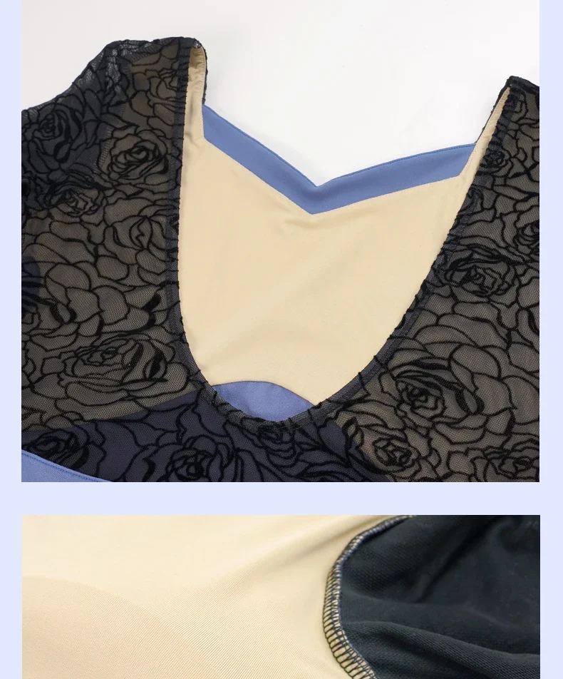 Frauen Ballett Trikots Gymnastik Trikots Beflockung Splice Dance Trikot Quadrat Kragen U Zurück Tanzen Body Bademode Trikots – Detail 13
