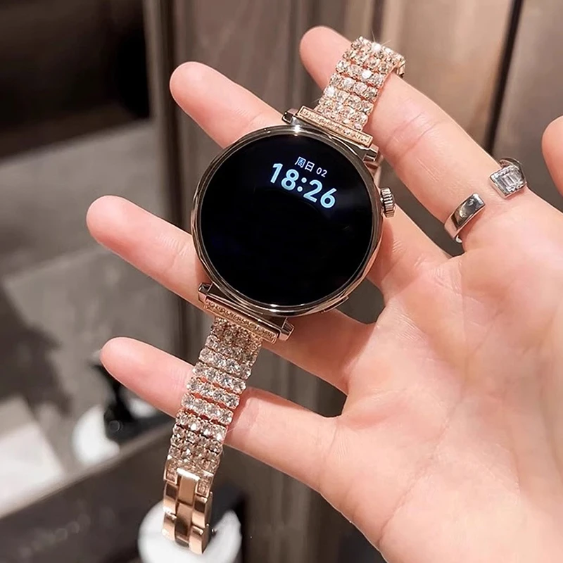 Elegant Diamond-Accented Metal Bracelet Watchband for Women (Available in Multiple Sizes)