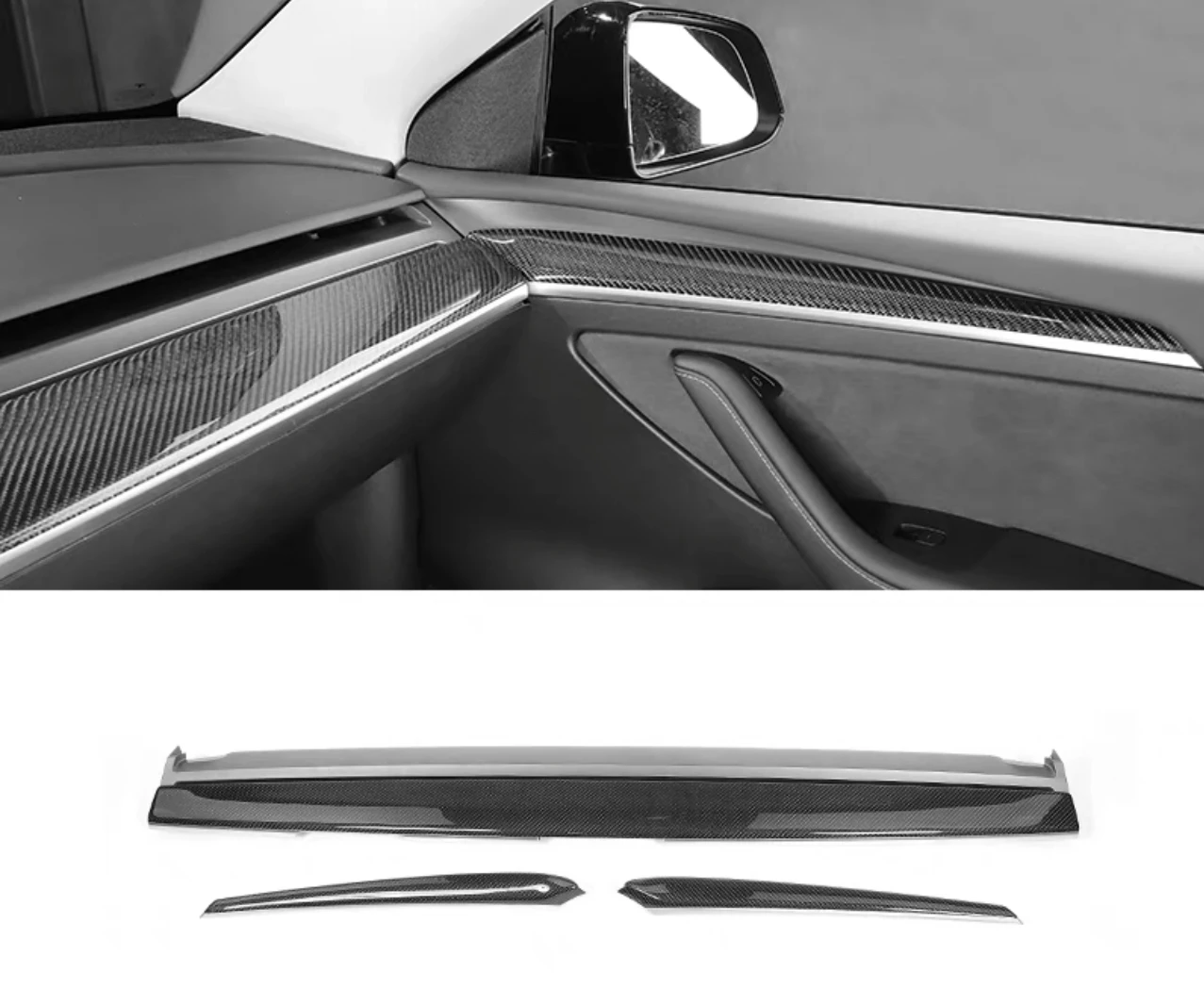 

High Quality Model3/Y Modification Accessories Door Real Carbon Fiber Center Console Interior Trim model 3 carbon fiber
