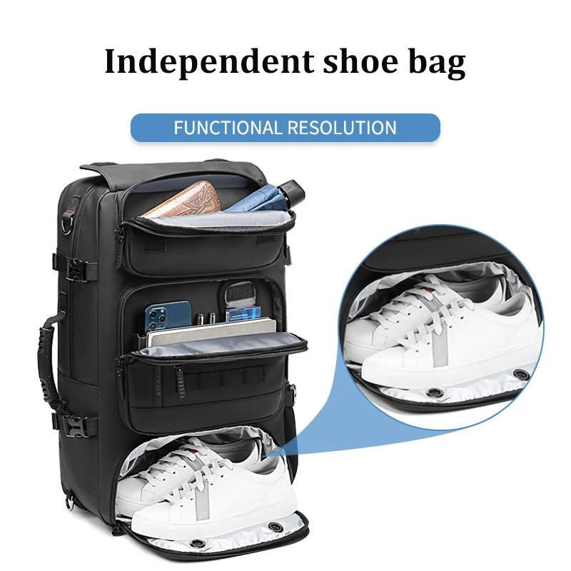 Men Travel backpack waterproof 17 inch Business Laptop Backpack with Separate Shoe Bag USB charging 50L outdoors Hiking Backpack 2