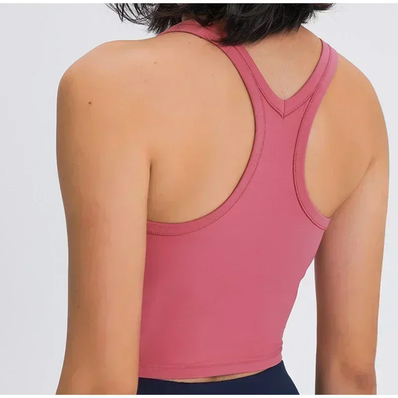 Lemon Women Cool Quick-drying Stretch Yoga Vest Elastic Casual Fitness Running Sports Underwear With Chest Pad Sports Bra Tops