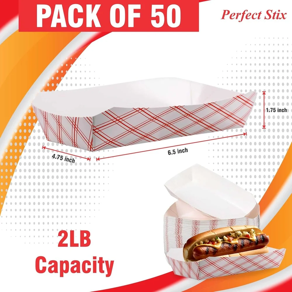 50 Pack 7-Inch Disposable Paper Hot Dog Trays Grease-Resistant Food Boats for Sausages ... - SKU DHDT2211 - UGI Packaging