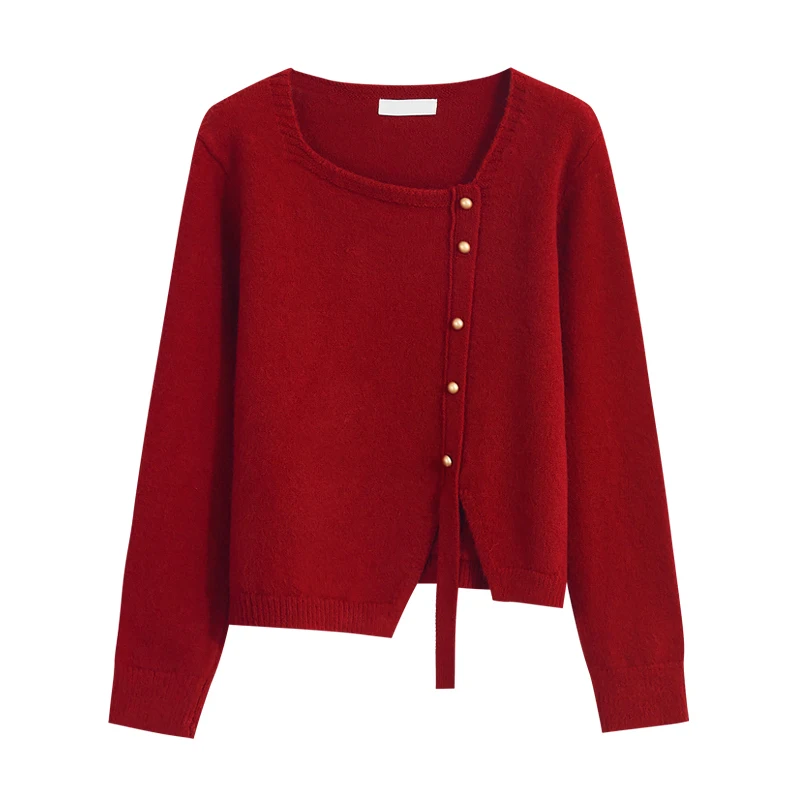 

Women's Sweater Cardigan Long-Sleeved Shirt Square Collar Casual Fashion Women's Irregular Pullover Sexy Sweater Top Sweater