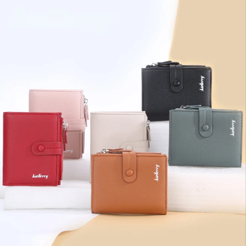 New Short Wallet Women's Tri-Fold Wallet Multi-Card Bags Leather Wallets Money Bag Credit Card Holders Zipper Buckle Coin Purses