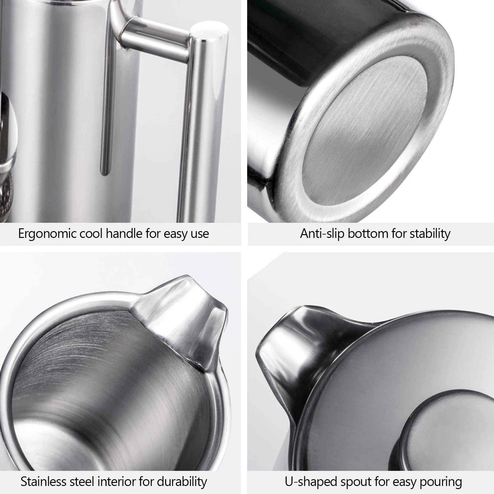 مكبس قهوة فرنسي فاخر ستانلس ستيل ١٠٠٠مل