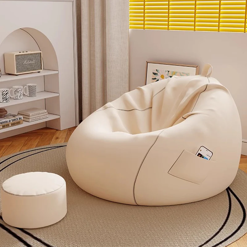 

Sitting Bedroom Bean Bag Room Floor Modern Small Comfy White Puffs Sofa Curved Minimalist Puff Gigante Living Room Furniture