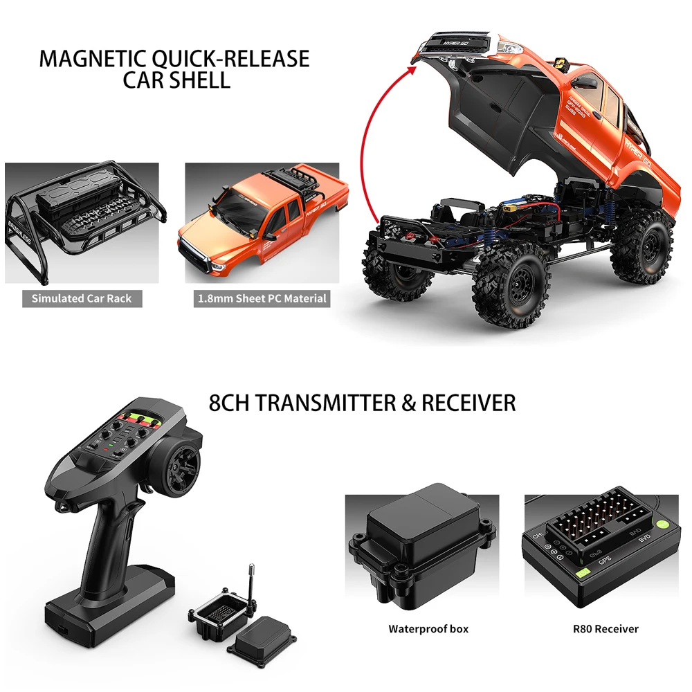 Voiture télécommandée MJX HYPER GO H8E 1/8 Brushless 3S RTR – roues crantées pour terrain accidenté