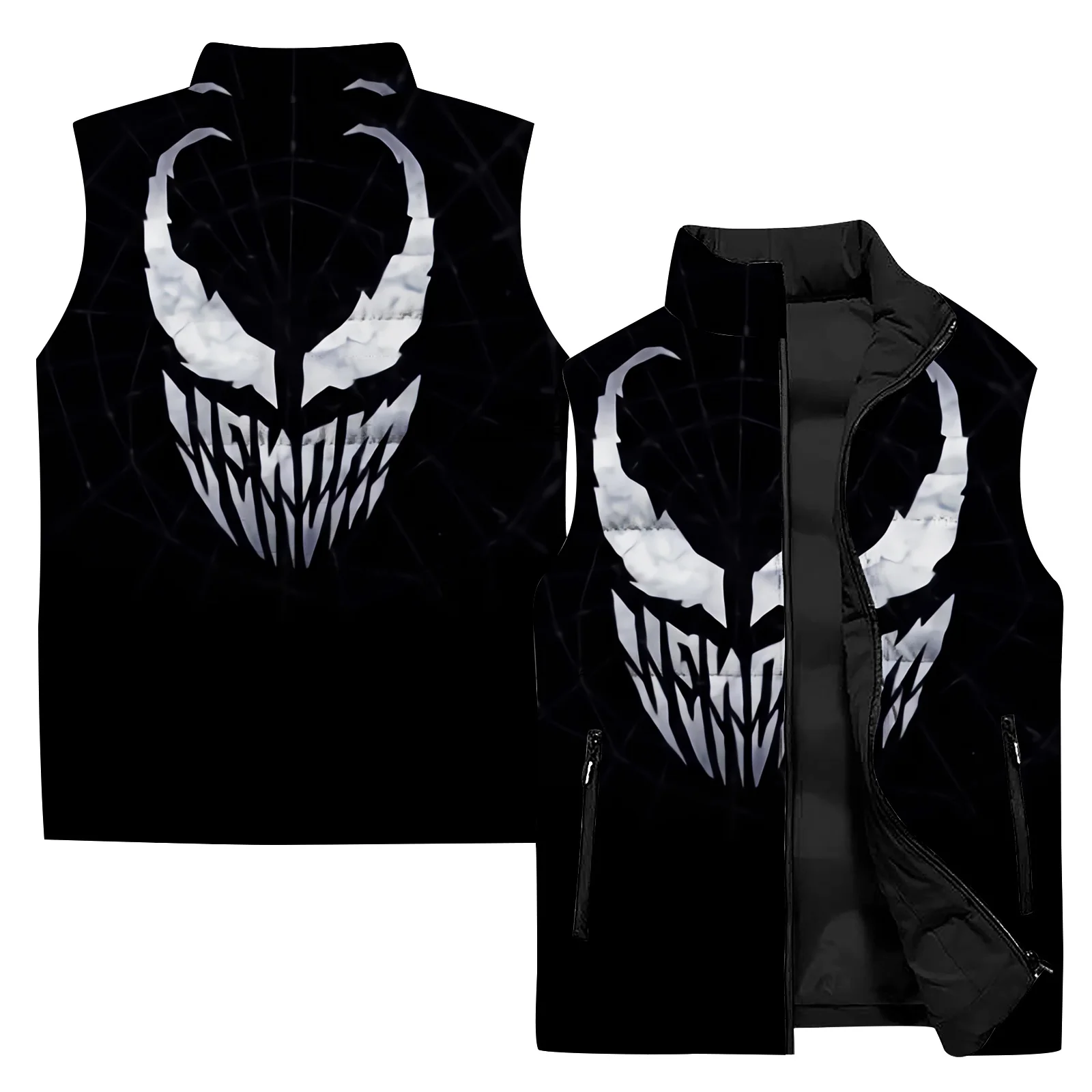 thumbnail image 1 of Chaleco de invierno grueso y de algodón con estampado de veneno, cómodo y cálido, chaquetas para hombre, ropa para hombre, abrigos térmicos, 1 of 5