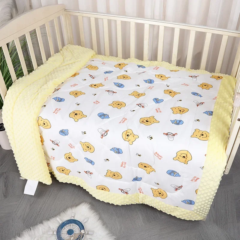 Comfortable Baby Bean Flannel Spring Autumn Quilt Cartoon Print Four Seasons Cover Blanket Newborn Soft Cozy Baby Bedding