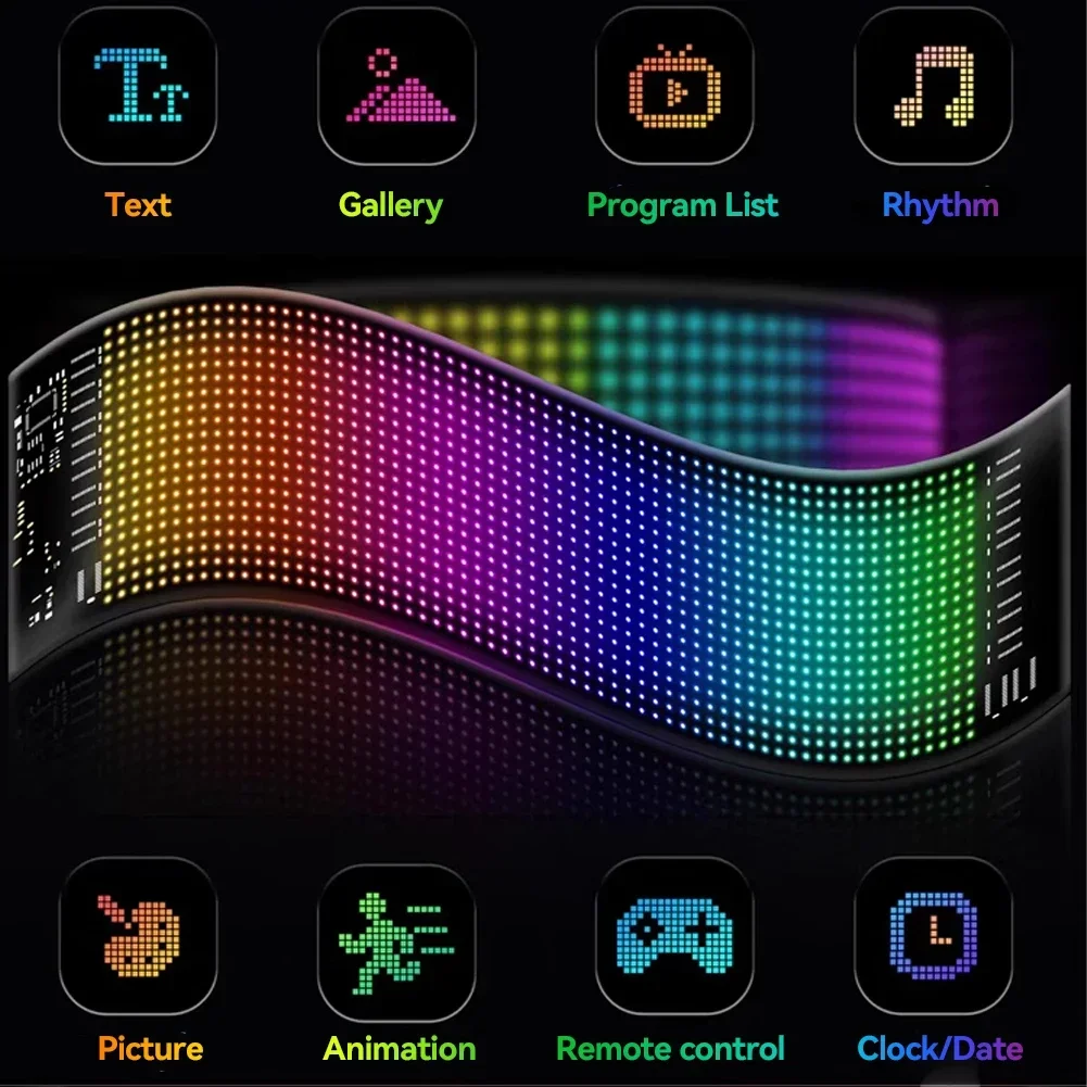 5V USB LED Matrix Pixel Panel Light Bluetooth App Control Scrolling Advertising LED Car Sign Animation Programmable For Car Shop