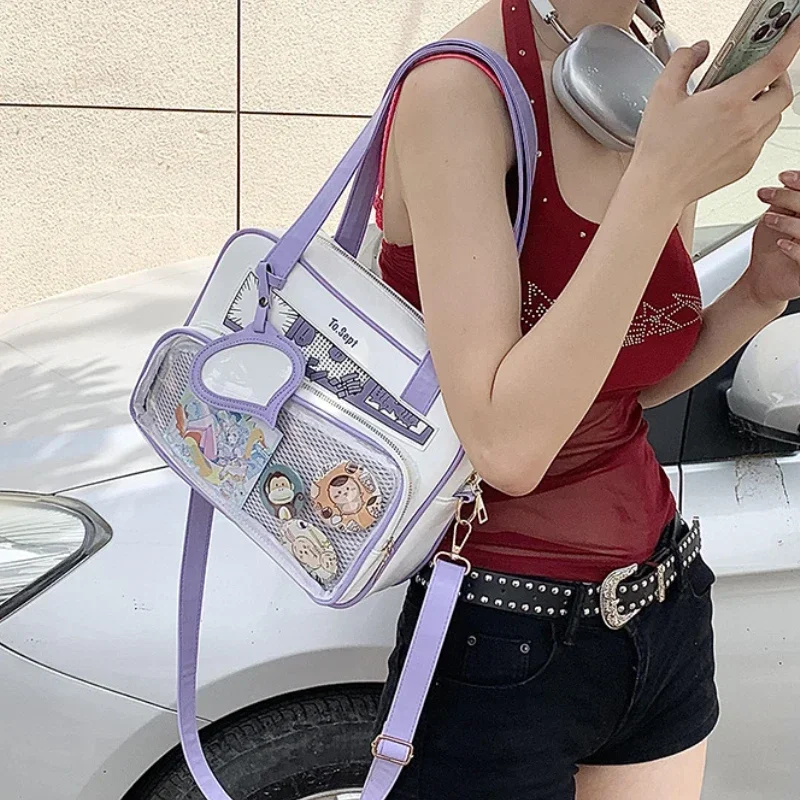 Japanese Comic Tote JK High School Girls Shoulder Bag Small PU Itabag Women College Student Crossbody Bags Ita Bag with Insert