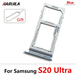 Enhanced SIM Card Holder Tray Adapter for Dual Card Mobile Phones (S20 Ultra Blue)