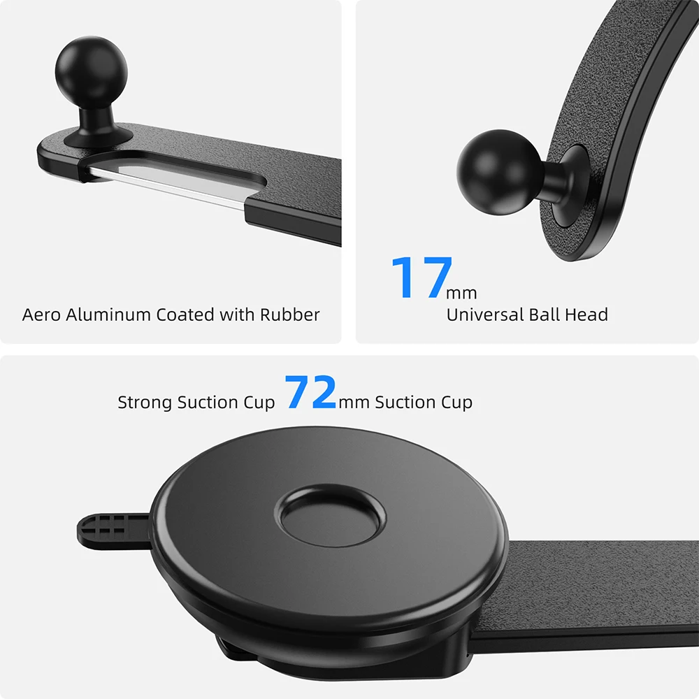 Car Phone Holder 360° Rotatable Dashboard Strong Suction Cup Dual-Chuck Phone Holder Universal Car Mobile Phone Mount for iPhone