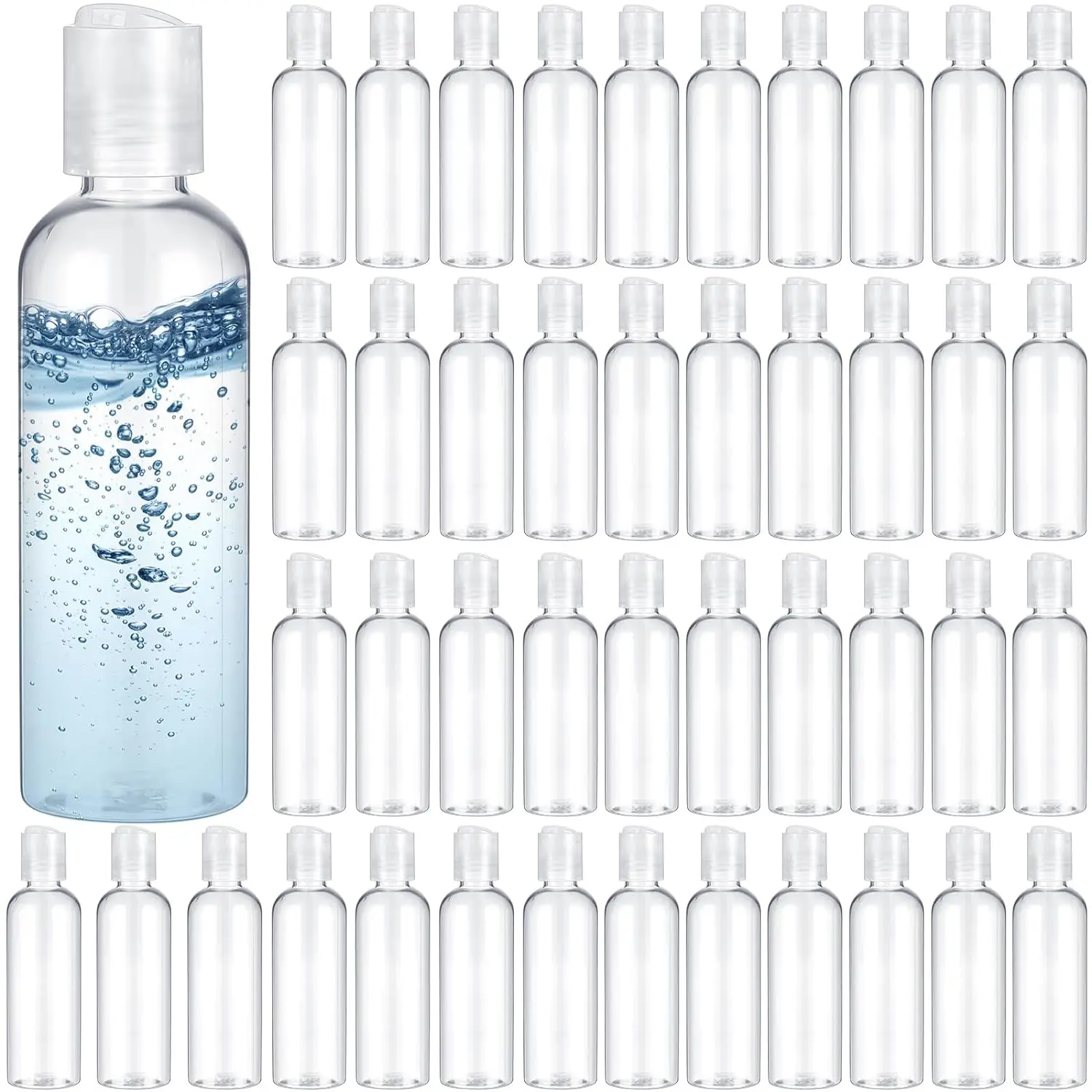 투명 플라스틱 빈 병, 디스크 탑 캡 포함, 리필 가능한 스퀴즈 용기, 샴푸 로션 크림, 30ml, 50ml, 60ml, 100ml, 100 개
