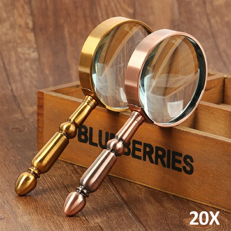 Retro All-Metal Magnifier Portable Optical Magnifying Glass Jewelry Repair Loupe Antique Magnifier Seniors Reading 20X