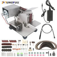 Tungfull Belt Sander Machine 220v DIY Sander Polisher Polishing Grinding Machine Mini Belt Grinding Machine Tool with 10PCS Belt 1