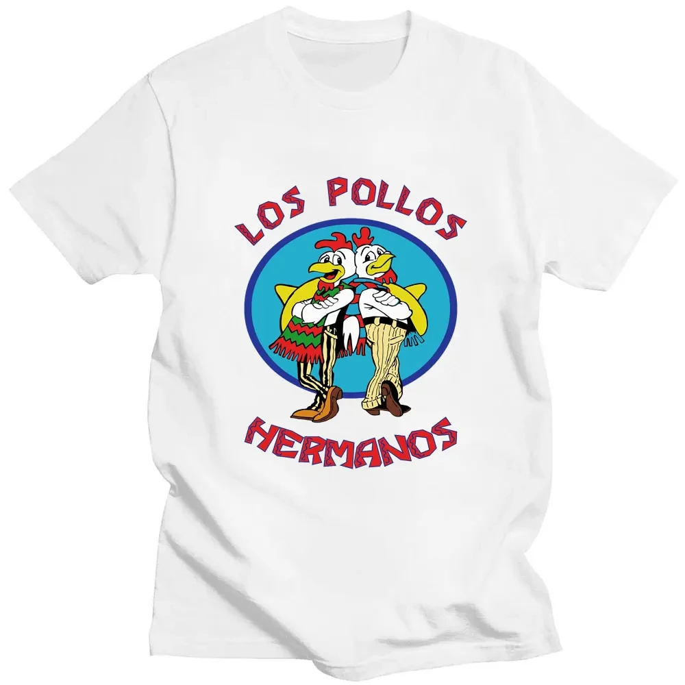 TV Series Breaking Bad Los Pollos Hermanos Double Sided Print T shirts Funny Chicken Brothers Men's Cotton T-shirt Streetwear