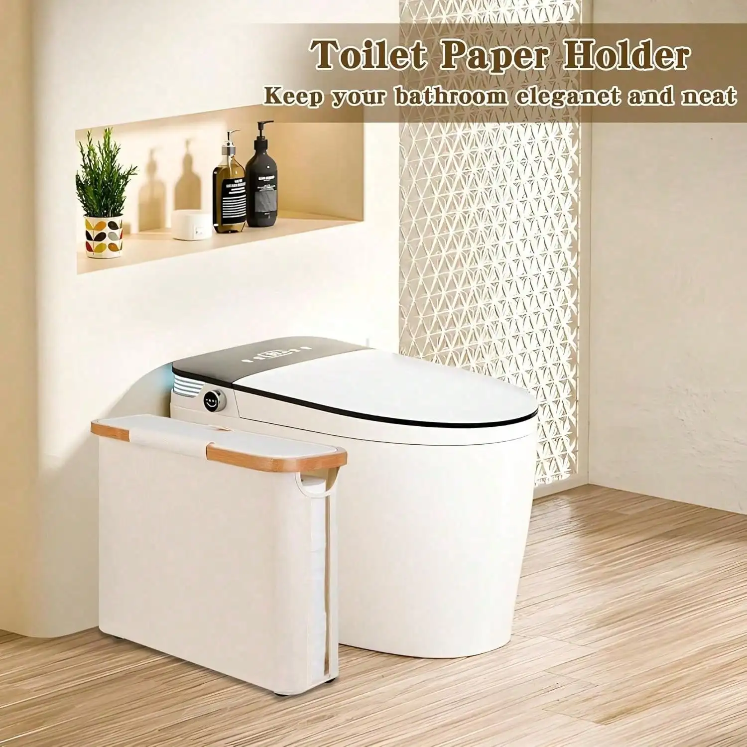 Bathroom Toilet Paper Basket with Lid 3