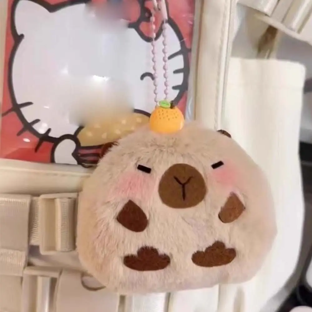 

Cartoon Capybara Plush Keychain Lovely Soft Toys Guinea Pig Pendant Plush Stuffed Squeak Key Chain Bag Hanging